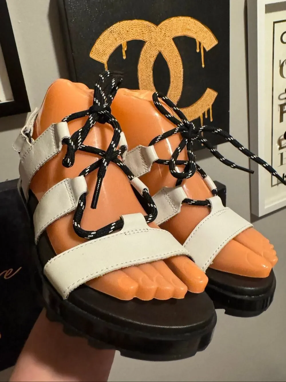 Sorel roaming lace up Sandal white black Women's Shoes adjustable width(wide)